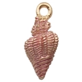 Colgante de concha en oro rosa con textura acanalada para joyería artesanal DIY - Caracol Marino Rosa (8600)