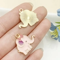 Colgantes elefante de esmalte rosa para joyería DIY con acabado dorado y un lazo - Elefante Pequeño Rosa (22970)