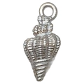 Colgante de caracola plateado con textura detallada para creación de joyas DIY - Caracol Marino Blanco (8601)