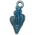 Colgante de concha de esmalte azul en aleación para fabricación de joyas DIY - Caracol Marino Azul (8602)