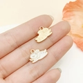 Cute cartoon rabbit enamel pendants in gold finish for DIY jewelry and bag charms - White Running Rabbit Style (23081)