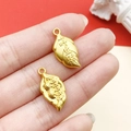 Pendentif feuille dorée avec symboles de chance et breloques de richesse pour bijoux DIY - 21x10mm