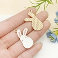 White enamel rabbit charm with gold back for DIY necklace jewelry making on fingertips - Enamel White Rabbit Style Two