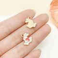 Cute white bunny pendant with red heart and gold ring for DIY craft accessories - White Heart Rabbit Style (23082)