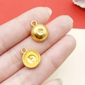 Pendentifs de style ancien en or mat avec bol de fortune, cacahuète et symbole Fu - 14x11mm