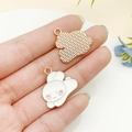 White enamel bunny charms in rose gold alloy for DIY jewelry bracelets and necklaces - Enamel White Rabbit Style Three
