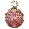 Roze emaille schelphanger met gouden metalen basis voor DIY-sieraden maken - Roze Schelp (8605)