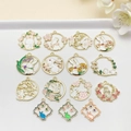 Collection of colorful cartoon rabbit pendants and floral wreaths for DIY jewelry making - Enamel Easter Bunny Assortment 15 Styles (SN1220)