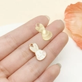 Cute bunny head pendant with pink enamel and golden textured charm for DIY crafts - KC Gold White Rabbit Style (23162)