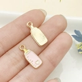 Colgante de biberón rosa y dorado en aleación para joyas DIY y llaveros creativos - Biberón de Corazón con Escala Rosa (22984)