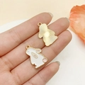 Cute bunny pearl moon enamel pendant charms for DIY jewelry and bag accessories - KC Gold White Rabbit Style (23163)