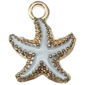 Zeester hanger in wit emaille en goud voor het maken van DIY sieraden - Witte Zeester (8609)