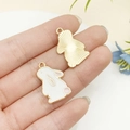 White enamel rabbit pendant for DIY jewelry making with gold plated finish detail - Gold-White Enamel Rabbit Style Five