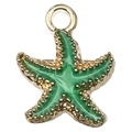 Gouden zeester hanger met smaragdgroen emaille voor DIY sieraden en halskettingen - Groene Zeester (8611)