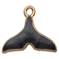 Gouden zeemeermin staart hanger met zwarte matte emaille voor doe-het-zelf sieraden - Zwarte Zeemeerminstaart (9916)