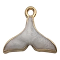 Gouden zeemeerminstaart hanger met parelwit emaille voor DIY sieraden maken - Witte Zeemeerminstaart (9919)