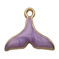 Lavendel emaille walvisstaart hanger met gouden afwerking voor DIY sieraden - Paarse Zeemeerminstaart (9920)