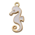 Zeepaardje hanger in goudlook met wit emaille voor DIY-kettingen en sieraden maken - Wit Zeepaardje (9951)