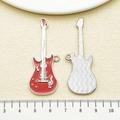 Hip hop style red enamel electric guitar pendant for DIY jewelry making - Red Music Note Guitar (22354)
