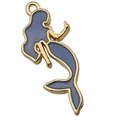 Gouden zeemeermin hanger met lichtblauw emaille voor DIY sieraden en accessoires - Blauwe Zeemeermin (10962)