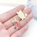 Cartoon red piñata charm with sombrero hat and gold metal back for DIY jewelry making - Red Meteor Hammer Chili Style (23090) / 25x20MM