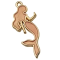 Gouden zeemeermin hanger met perzikroze emaille voor DIY kettingen en sieraden maken - Roze Zeemeermin (10963)