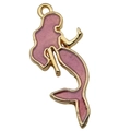 Roze emaille zeemeermin hanger in goud voor DIY-sieraden en kettingen maken - Paarse Zeemeermin (10965)