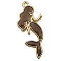 Gouden zeemeermin hanger met donkerbruin emaille voor DIY halskettingen en sieraden maken - Zwarte Zeemeermin (10966)
