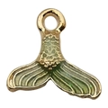 Gouden vissenstaart hanger met groen emaille en glitters voor DIY sieraden maken - Groene Vissenstaart (10969)