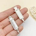 Ciondolo a forma di siringa medica in smalto bianco e argento per gioielli fai da te - Siringa Grande Smalto Bianco Bianco K