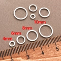 Anneaux fermés plats de 4mm à 10mm pour création de bijoux sur règle en bois - 4mm / Or blanc