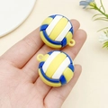 Miniature yellow, blue and white volleyball charm pendant for DIY keychain accessories - Yellow and White Volleyball (22928)