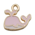 Schattige roze en witte walvis hanger met gouden rand voor DIY sieraden - Roze Walvis (11890)