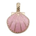 Roze emaille schelphanger met gouden rand voor DIY-sieraden en armbanden maken - Roze Grote Schelp (12030)