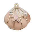 Roze schelphanger met zeester en parel voor doe-het-zelf sieraden en kettingen - Nude Zeester Parel Schelp (12037)