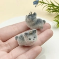 Handmade grey and white wool felt cat charms with metal ring for DIY jewelry making - Black and Gray Border Collie