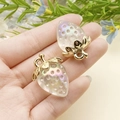 Colorful AB acrylic strawberry pendant with iridescent finish and gold metal leaf top - Transparent White AB Iridescent (21811)