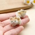 Miniature flocked puppy charms in cream and white for DIY keychains and jewelry - Running Puppy (23140)