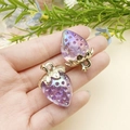 Lavender purple acrylic strawberry pendant with iridescent AB coating and gold cap - Transparent Purple AB Iridescent (22938)