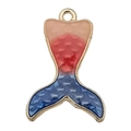 Driekleurige gradiënt zeemeerminstaart hanger met gouden rand voor DIY-sieraden - Blauwe Zeemeerminstaart (12049)