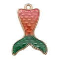 Zeemeermin staart hanger met roze en groen emaille verloop voor DIY sieraden - Groene Zeemeerminstaart (12050)