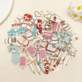 Nurse medical alloy enamel charms set with stethoscopes and syringes for DIY jewelry making - Random Nurse Medical Set (SN1319)