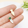 DIY gold-plated carrot pendant with colorful enamel for Easter jewelry making - White Carrot (6x17mm) (10848)