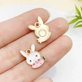 Cute white enamel bunny charms with golden sunburst backs for DIY jewelry making - White Rabbit Lying On Carrot (11x15mm) (17506)