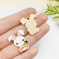 Cartoon Easter bunny and carrot alloy charm pendants for DIY jewelry crafting - White Rabbit Holding Carrot (20x24mm) (18536)
