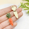 Cute carrot enamel pendant charm for DIY jewelry making in bright orange and green colors - Large Orange Easter Carrot (36x13mm) (23086)
