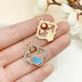 Golden bunny and star DIY charms with colorful enamel finish for Easter keychains - Blue Enamel Rhombus Square Alice Rabbit