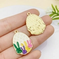 Cartoon rabbit egg charms with colorful enamel finish for DIY jewelry making - White Easter Long Ear Rabbit Egg (27x19mm) (23089)
