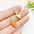 DIY carrot pendant for jewelry making with vibrant orange and green enamel finish - KC Gold Orange Carrot (20x9mm) (23165)