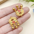 Ciondoli a forma di lucchetto dorato con smalto e carattere Fu per gioielli fai-da-te - Lucchetto Manubrio Carattere Fu Smalto Giallo (23194) / 26x16mm